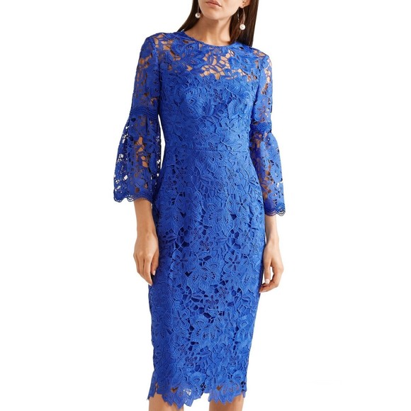 Lela Rose Blue Lace Dress Womens Dresses Lela Rose Blue Lace Dress Lela Rose  One-Shoulder